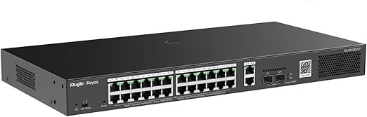 Ruijie RG-ES228GS-P 28-Port Gigabit Smart Cloud Managed PoE Switch with 24 PoE+ Ports, 2 RJ45 Uplinks & 2 SFP Ports