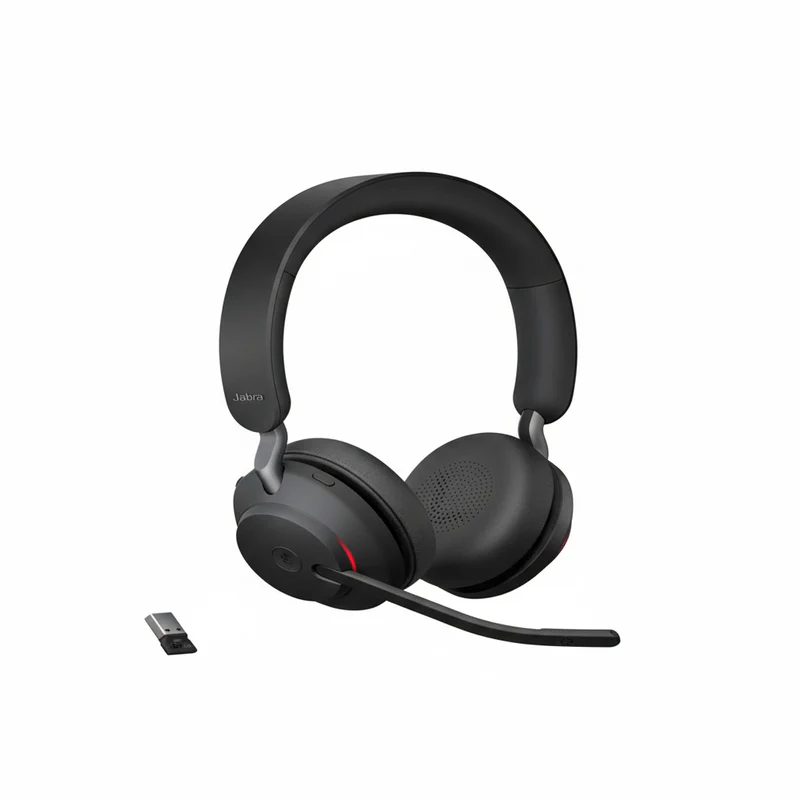 Jabra Evolve2 65,Link380390a MS Stereo Stand Black-Upto 37 hours battery -2year Warranty tilt view