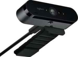 Logitech Brio 4K Ultra HD Webcam HDR, Autofocus & Noise-Canceling Mic mount view