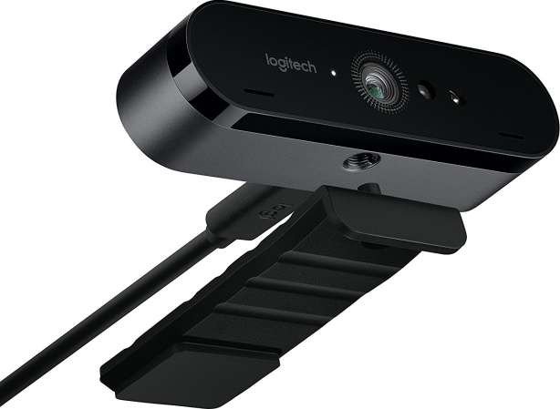 Logitech Brio 4K Ultra HD Webcam HDR, Autofocus & Noise-Canceling Mic mount view